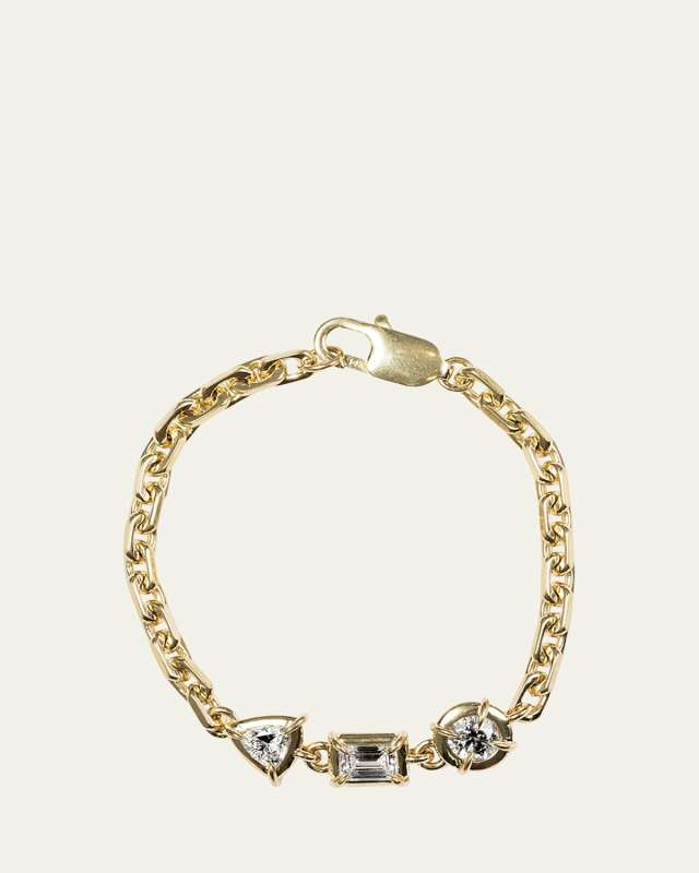 Architectura Triple-Stone Solitaire Chain Bracelet